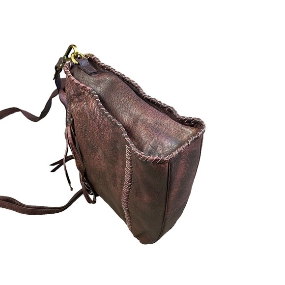 Nino Bossi Large Burgundy Leather Hobo Shoulder Tote Womens Handbag - Picture 7 of 12